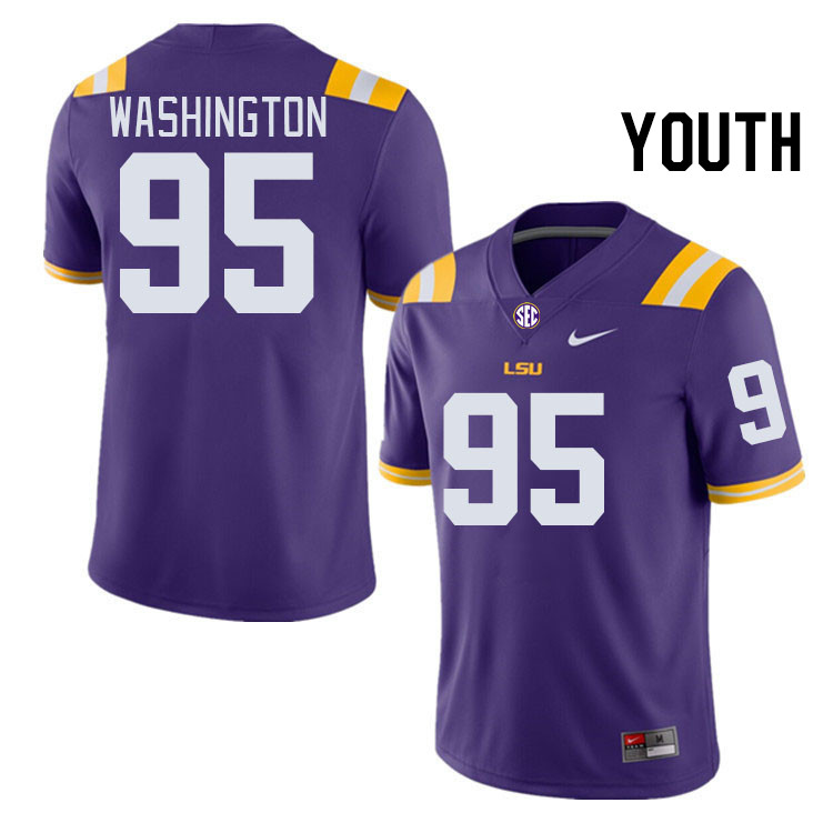 Youth #95 Shone Washington LSU Tigers College Football Jerseys Stitched-Purple